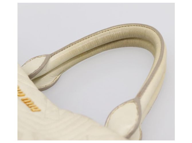 Borsa a mano Miu Miu in pelle Ivory Gold Auth 196961A D'oro Crudo - vista 8