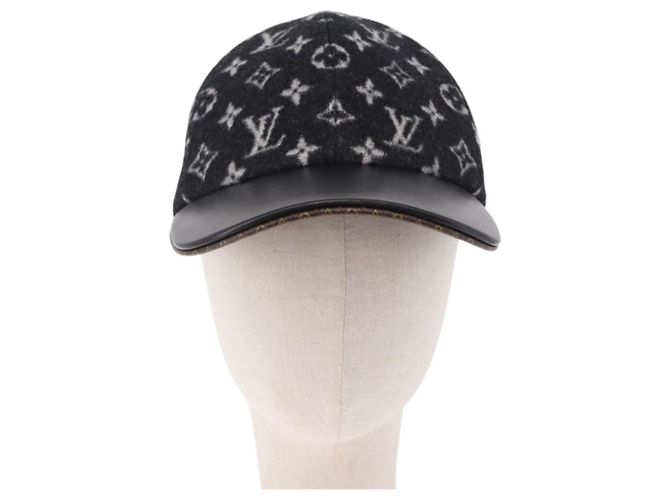 LOUIS VUITTON Monogram Carry on Hat Wool M Black M76712 LV Auth BA15278M Nero Monogramma - vista 13