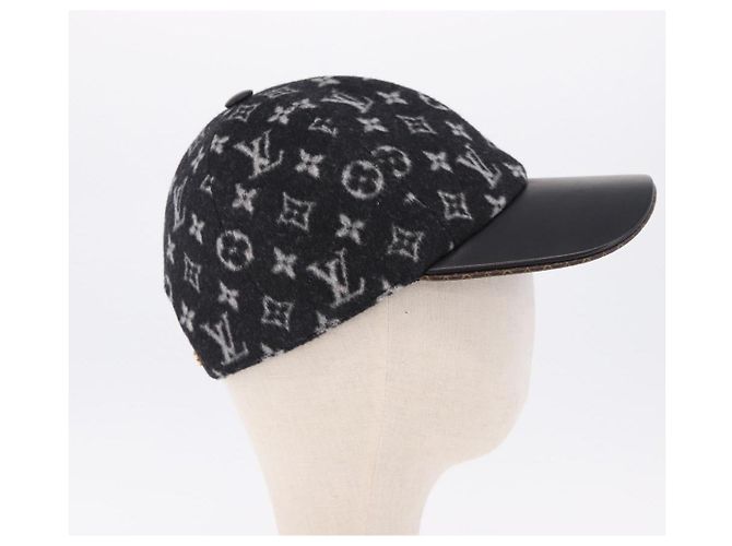 LOUIS VUITTON Monogram Carry on Hat Wool M Black M76712 LV Auth BA15278M Nero Monogramma - vista 4