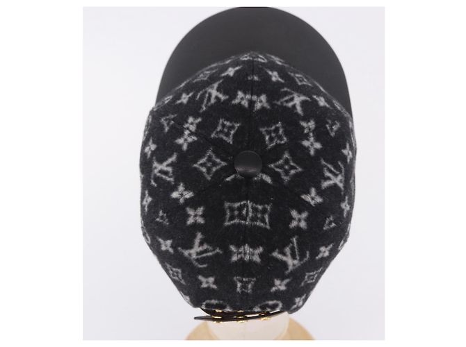 LOUIS VUITTON Monogram Carry on Hat Wool M Black M76712 LV Auth BA15278M Nero Monogramma - vista 5