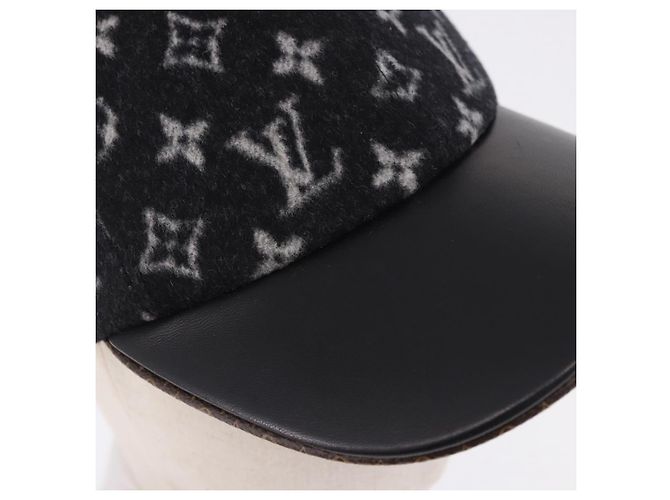 LOUIS VUITTON Monogram Carry on Hat Wool M Black M76712 LV Auth BA15278M Nero Monogramma - vista 6