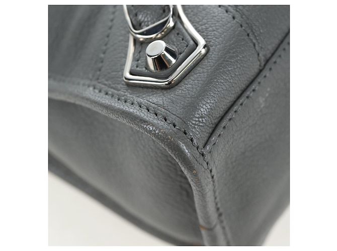 BALENCIAGA Classic Metallic Ege City Bag Leather 2way Gray 432831 Auth 197181SAM Marrone Argento - vista 15