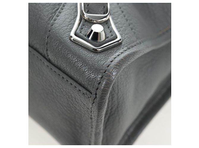 BALENCIAGA Classic Metallic Ege City Bag Leather 2way Gray 432831 Auth 197181SAM Marrone Argento - vista 16