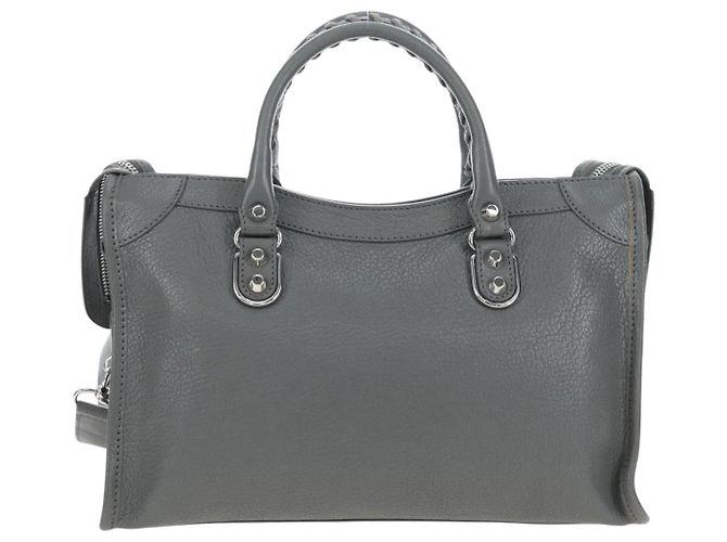 BALENCIAGA Classic Metallic Ege City Bag Leather 2way Gray 432831 Auth 197181SAM Marrone Argento - vista 2