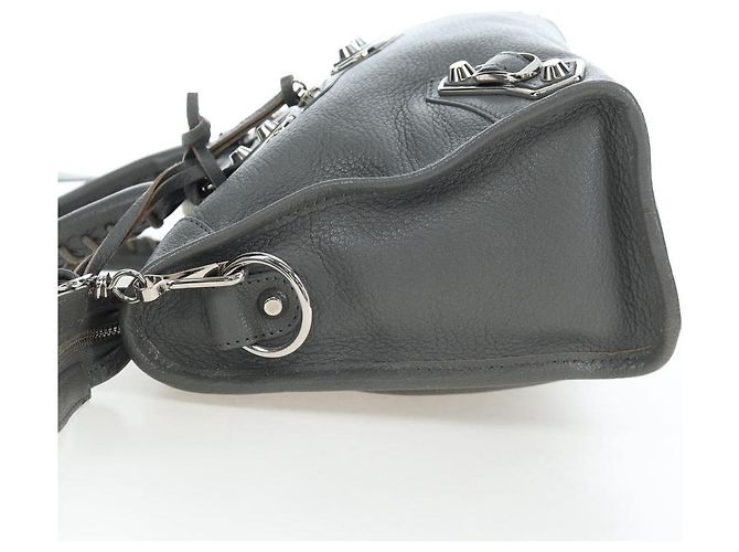 BALENCIAGA Classic Metallic Ege City Bag Leather 2way Gray 432831 Auth 197181SAM Marrone Argento - vista 3