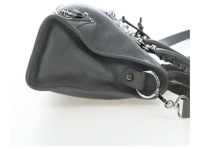 BALENCIAGA Classic Metallic Ege City Bag Leather 2way Gray 432831 Auth 197181SAM Marrone Argento - vista 4