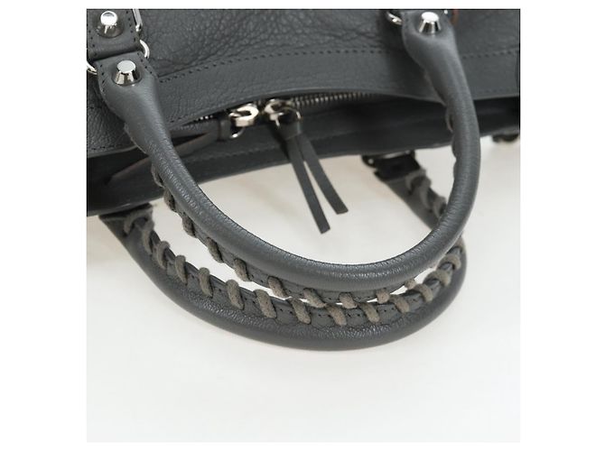 BALENCIAGA Classic Metallic Ege City Bag Leather 2way Gray 432831 Auth 197181SAM Marrone Argento - vista 7