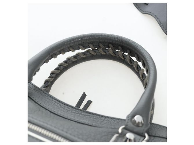 BALENCIAGA Classic Metallic Ege City Bag Leather 2way Gray 432831 Auth 197181SAM Marrone Argento - vista 8
