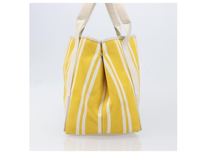 Borsa a mano BALENCIAGA Navy Cabas S Canvas Giallo Argento Auth 200904A - vista 4