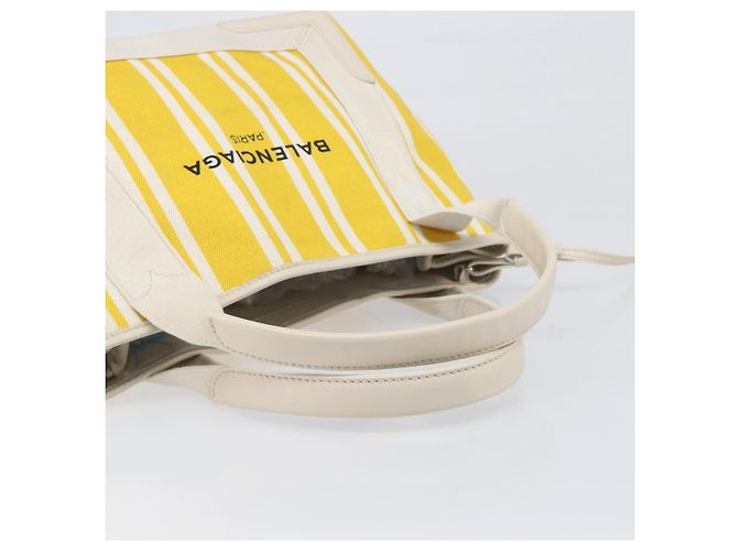 Borsa a mano BALENCIAGA Navy Cabas S Canvas Giallo Argento Auth 200904A - vista 7