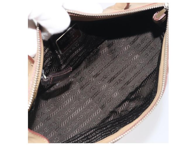 Borsa PRADA in pelle beige argento autentica 197618 - vista 10