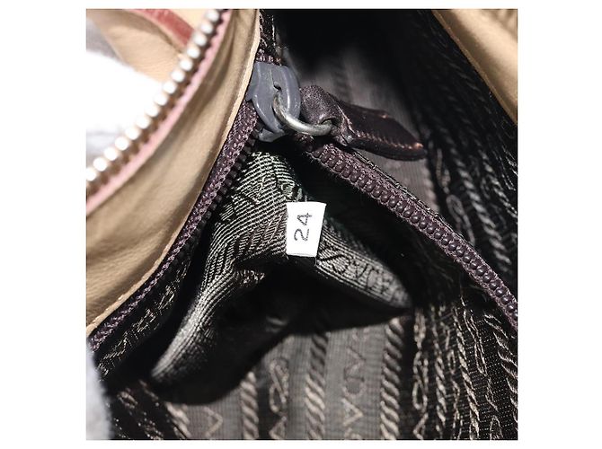 Borsa PRADA in pelle beige argento autentica 197618 - vista 11