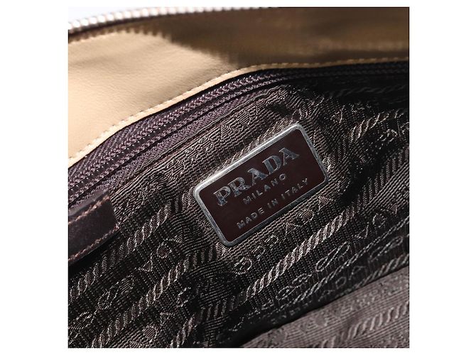Borsa PRADA in pelle beige argento autentica 197618 - vista 19
