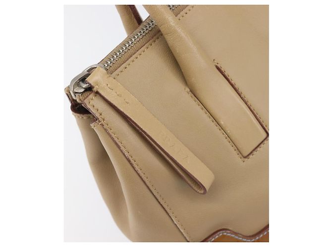 Borsa PRADA in pelle beige argento autentica 197618 - vista 9