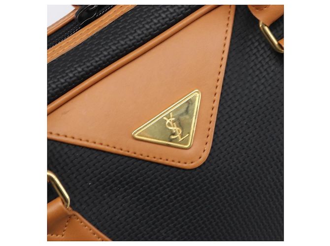 SAINT LAURENT Bolsa Boston PVC Canvas Black Gold Auth 199641 Preto Dourado - vista 14