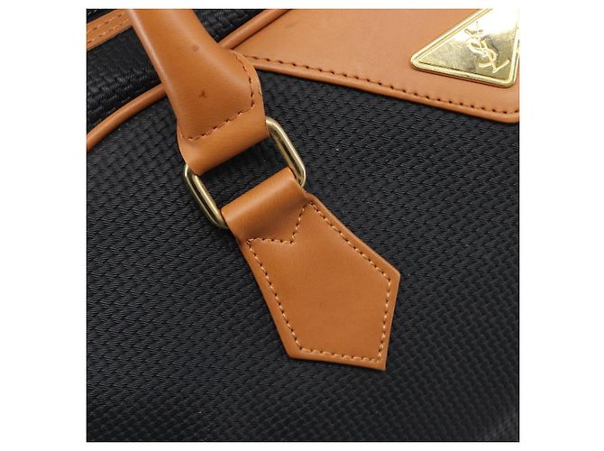 SAINT LAURENT Bolsa Boston PVC Canvas Black Gold Auth 199641 Preto Dourado - vista 15