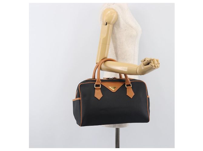 SAINT LAURENT Bolsa Boston PVC Canvas Black Gold Auth 199641 Preto Dourado - vista 22
