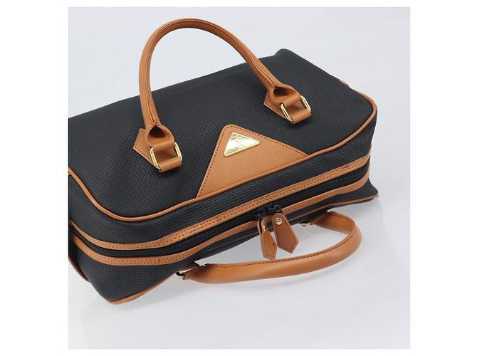 SAINT LAURENT Bolsa Boston PVC Canvas Black Gold Auth 199641 Preto Dourado - vista 6