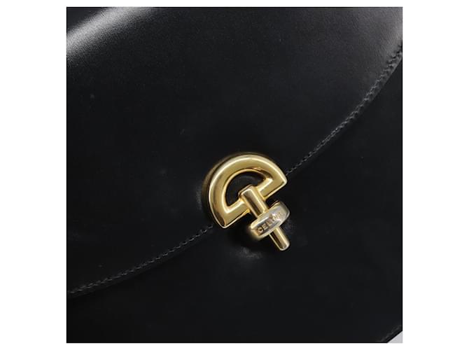 16 Céline CELINE Schultertasche aus Leder Schwarz Gold Auth 198571 Golden - Ansicht 17