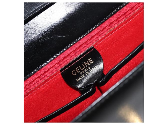 16 Céline CELINE Schultertasche aus Leder Schwarz Gold Auth 198571 Golden - Ansicht 19