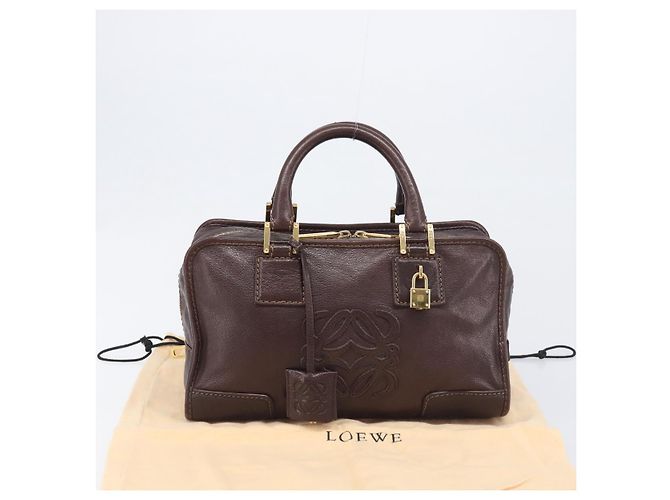 Borsa a mano LOEWE Amazona 28 in pelle marrone oro Auth yk20728V D'oro - vista 12