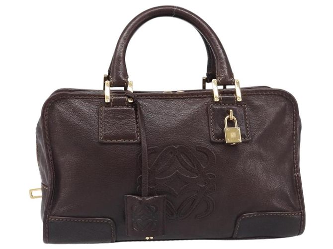 Borsa a mano LOEWE Amazona 28 in pelle marrone oro Auth yk20728V D'oro - vista 13