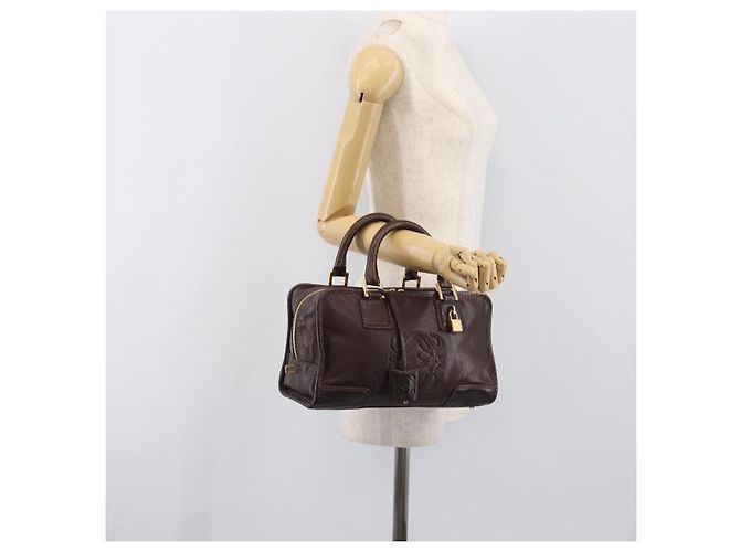 Borsa a mano LOEWE Amazona 28 in pelle marrone oro Auth yk20728V D'oro - vista 26