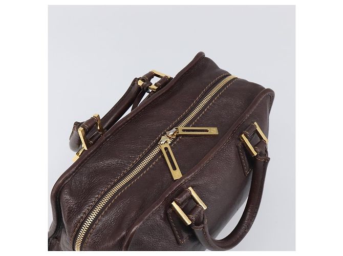 Borsa a mano LOEWE Amazona 28 in pelle marrone oro Auth yk20728V D'oro - vista 6