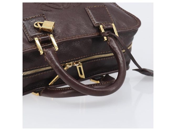 Borsa a mano LOEWE Amazona 28 in pelle marrone oro Auth yk20728V D'oro - vista 7