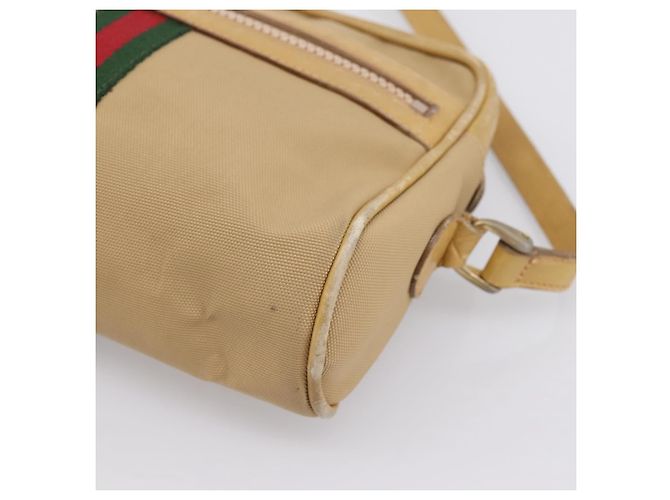 Borsa a tracolla GUCCI Web Sherry Line Canvas Beige Gold Auth 200924 D'oro - vista 10