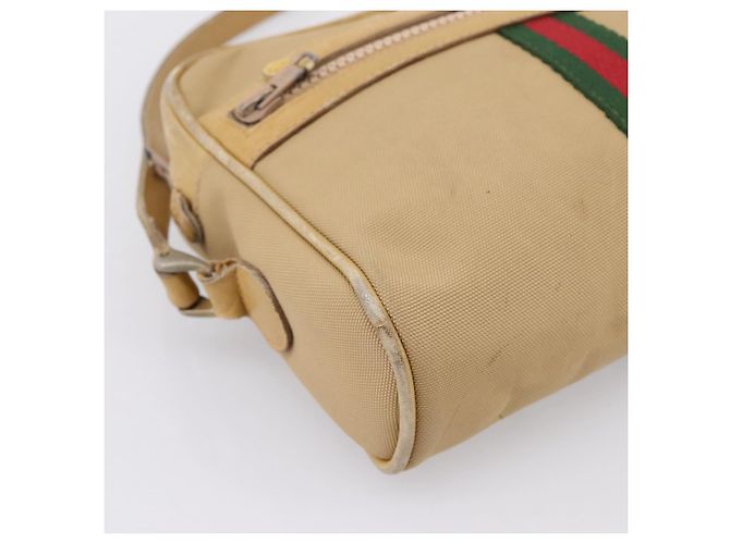 Borsa a tracolla GUCCI Web Sherry Line Canvas Beige Gold Auth 200924 D'oro - vista 11