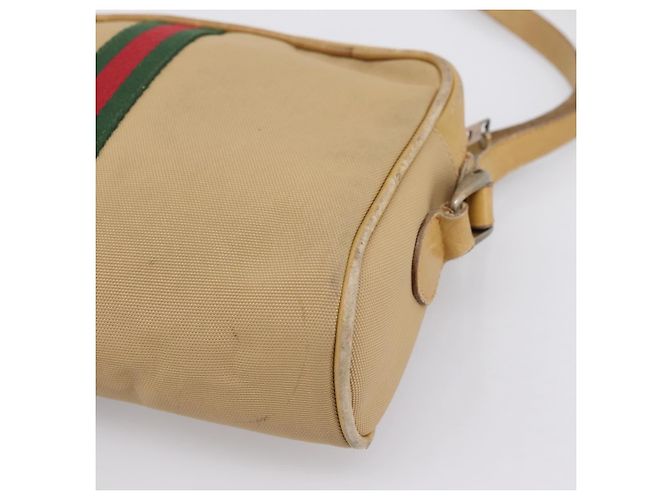 Borsa a tracolla GUCCI Web Sherry Line Canvas Beige Gold Auth 200924 D'oro - vista 12