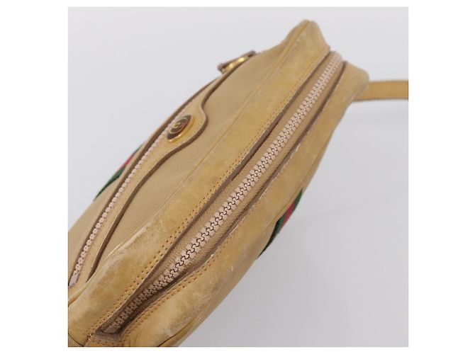 Borsa a tracolla GUCCI Web Sherry Line Canvas Beige Gold Auth 200924 D'oro - vista 6