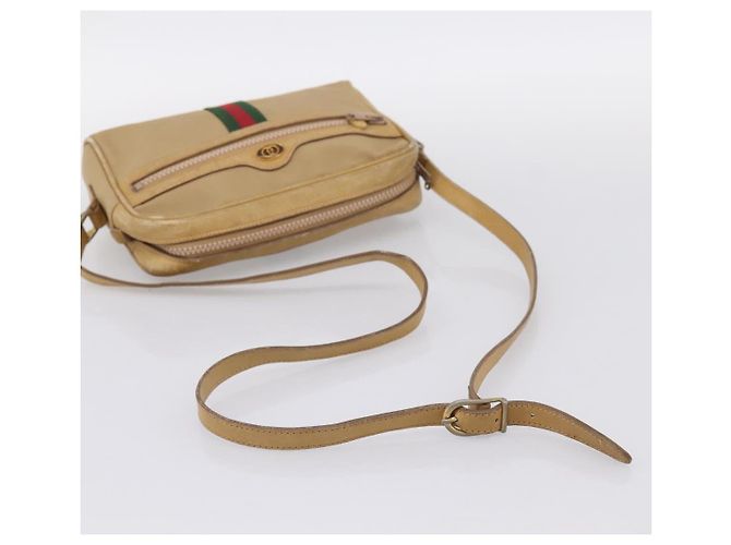 Borsa a tracolla GUCCI Web Sherry Line Canvas Beige Gold Auth 200924 D'oro - vista 7