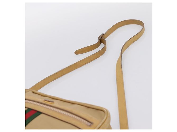 Borsa a tracolla GUCCI Web Sherry Line Canvas Beige Gold Auth 200924 D'oro - vista 8