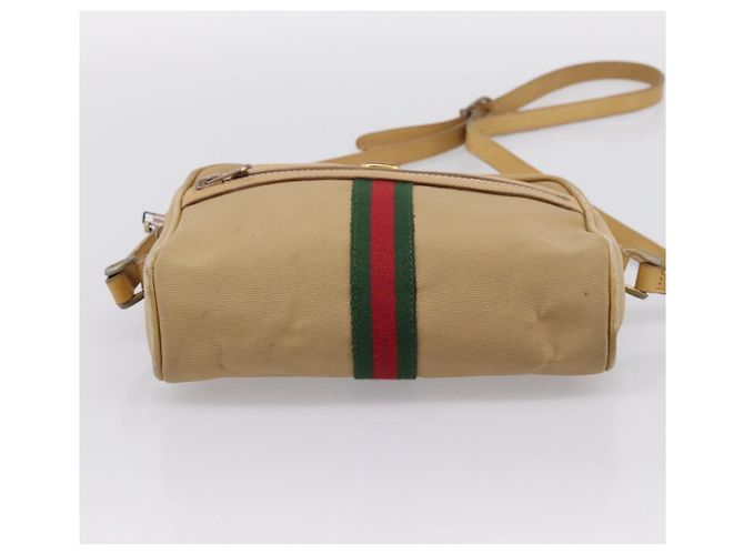 Borsa a tracolla GUCCI Web Sherry Line Canvas Beige Gold Auth 200924 D'oro - vista 9