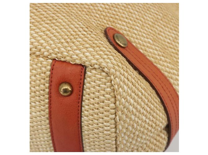 BURBERRY Blue Label Tote Bag Stroh Leder Beige Gold Auth 196608 Golden - Ansicht 9