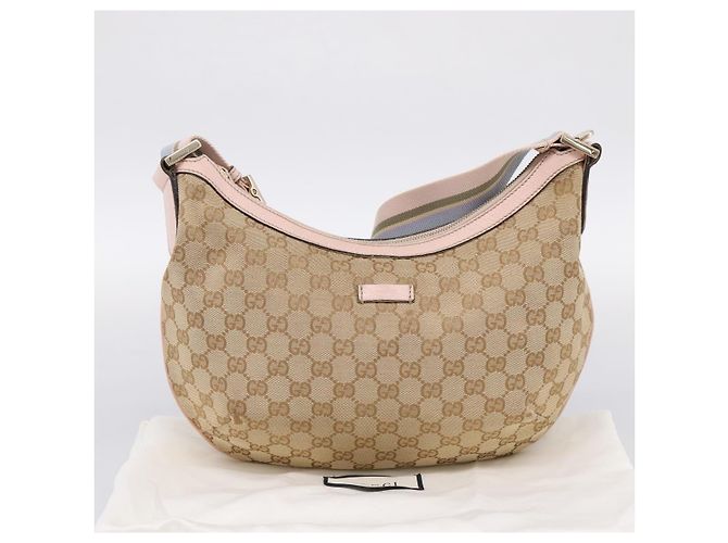 Borsa a tracolla GUCCI GG Canvas Sherry Line Beige Tono Oro 181092 Auth BA15362 - vista 23