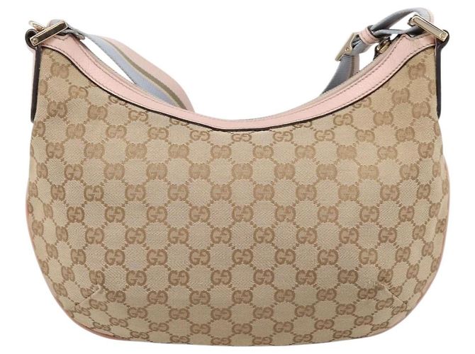 Borsa a tracolla GUCCI GG Canvas Sherry Line Beige Tono Oro 181092 Auth BA15362 - vista 3