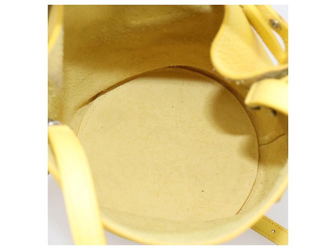 Céline CELINE Big Bag Bucket Nano Borsa a Mano Pelle 2way Giallo Argento Auth 199091M - vista 10