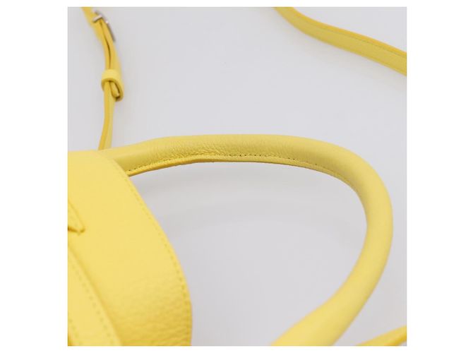Céline CELINE Big Bag Bucket Nano Borsa a Mano Pelle 2way Giallo Argento Auth 199091M - vista 14