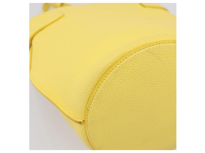 Céline CELINE Big Bag Bucket Nano Borsa a Mano Pelle 2way Giallo Argento Auth 199091M - vista 18
