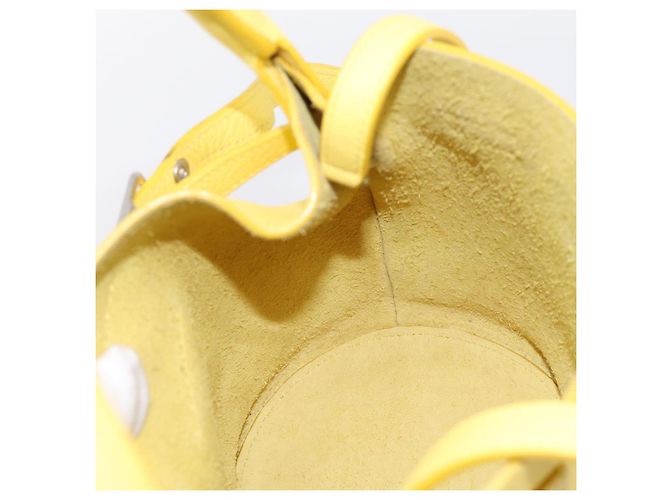Céline CELINE Big Bag Bucket Nano Borsa a Mano Pelle 2way Giallo Argento Auth 199091M - vista 19
