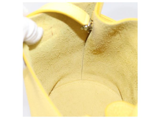 Céline CELINE Big Bag Bucket Nano Borsa a Mano Pelle 2way Giallo Argento Auth 199091M - vista 20