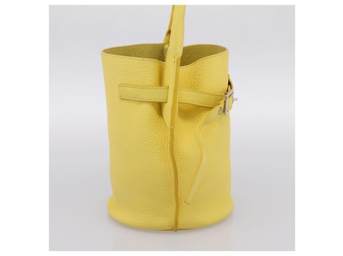 Céline CELINE Big Bag Bucket Nano Borsa a Mano Pelle 2way Giallo Argento Auth 199091M - vista 3