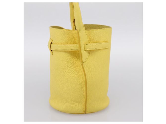 Céline CELINE Big Bag Bucket Nano Borsa a Mano Pelle 2way Giallo Argento Auth 199091M - vista 4
