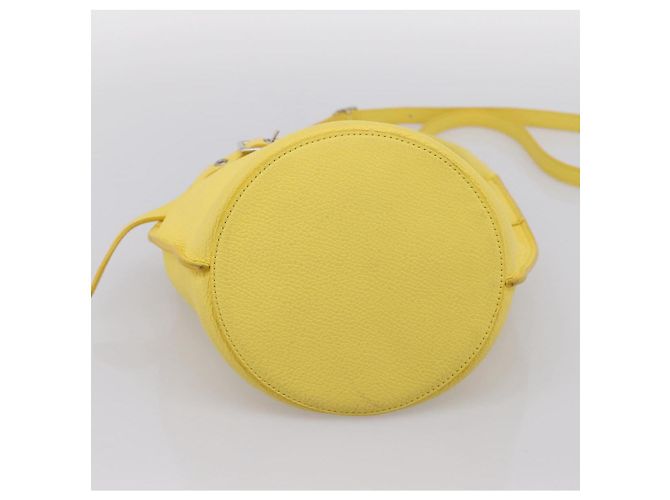 Céline CELINE Big Bag Bucket Nano Borsa a Mano Pelle 2way Giallo Argento Auth 199091M - vista 5