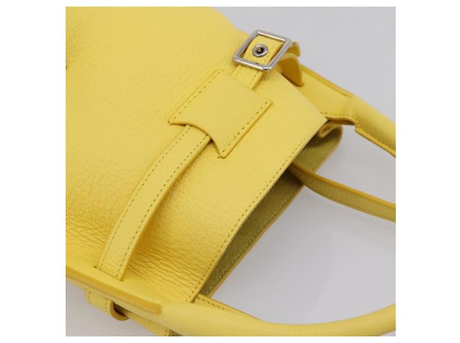 Céline CELINE Big Bag Bucket Nano Borsa a Mano Pelle 2way Giallo Argento Auth 199091M - vista 6