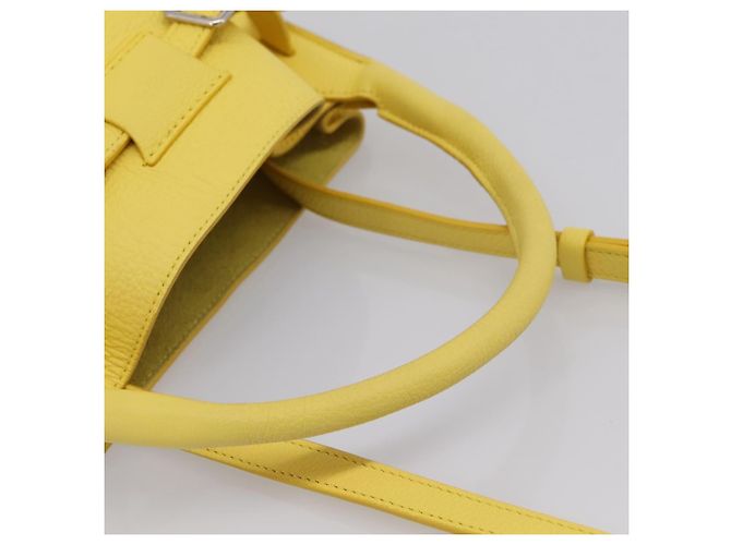 Céline CELINE Big Bag Bucket Nano Borsa a Mano Pelle 2way Giallo Argento Auth 199091M - vista 7