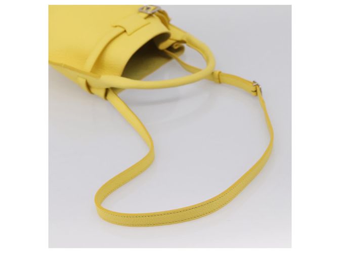 Céline CELINE Big Bag Bucket Nano Borsa a Mano Pelle 2way Giallo Argento Auth 199091M - vista 8